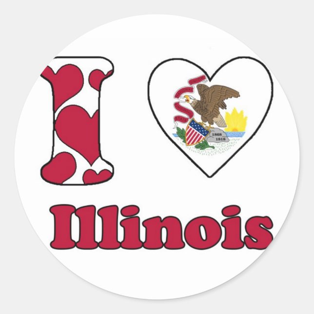 I Liebe Illinois Runder Aufkleber (Vorderseite)