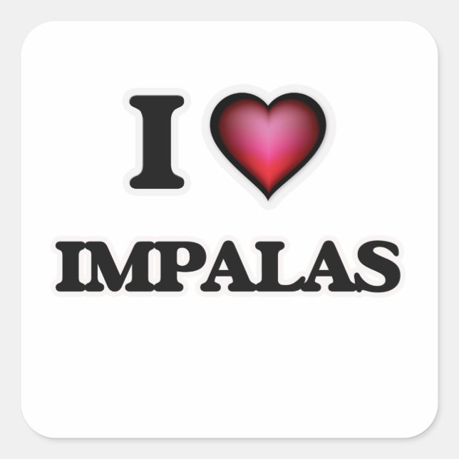 I Liebe Impalas Quadratischer Aufkleber (Vorderseite)