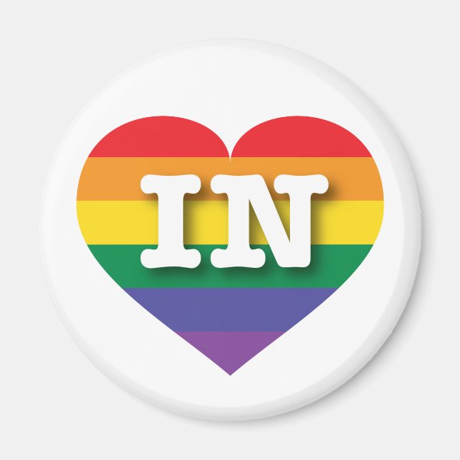 I Liebe Indiana Rainbow Heart Magnet (Vorne)
