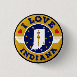 I Liebe Indiana Staat Karte und Flagge Button
