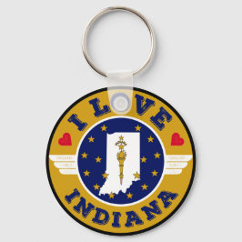 I Liebe Indiana Staat Karte und Flagge Schlüsselanhänger