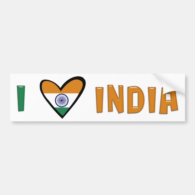 I Liebe Indien Autoaufkleber (Vorne)