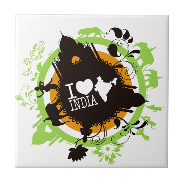 I Liebe Indien Fliese (Vorderseite)