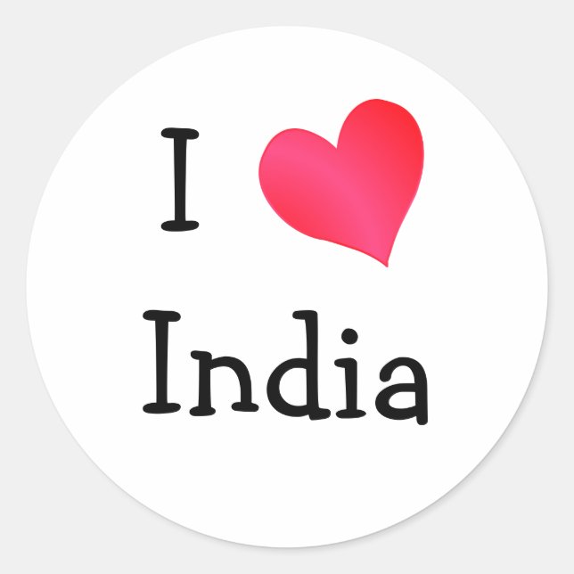 I Liebe Indien Runder Aufkleber (Vorderseite)