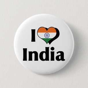 I Liebe Indiens Flagge Button
