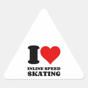 I LIEBE INLINIE SPEED SKATEN I HERZ DREIECKIGER AUFKLEBER
