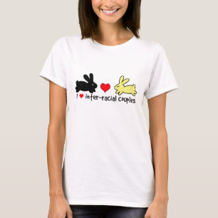 I Liebe-Inter-rassische Paare - Gelb und Schwarzes T-Shirt