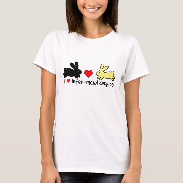 I Liebe-Inter-rassische Paare - Gelb und Schwarzes T-Shirt (Vorderseite)