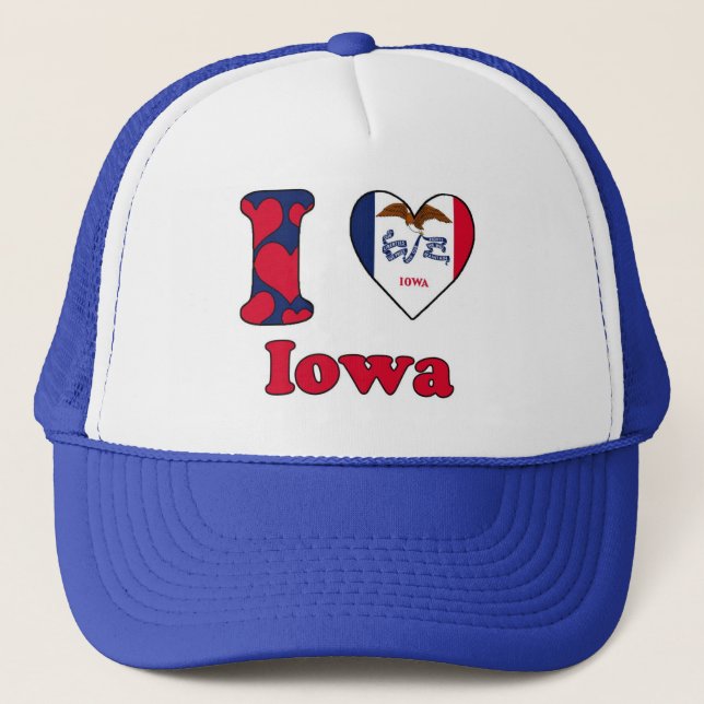 I Liebe Iowa Truckerkappe (Vorderseite)