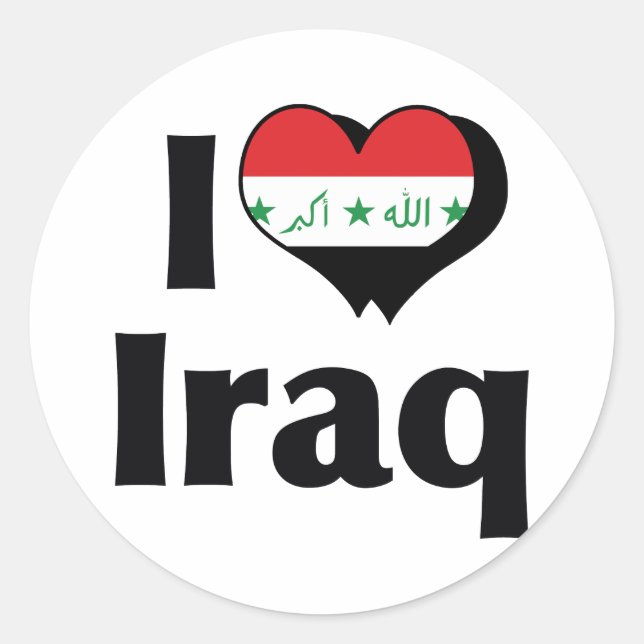 I Liebe Irak-Flagge Runder Aufkleber (Vorderseite)