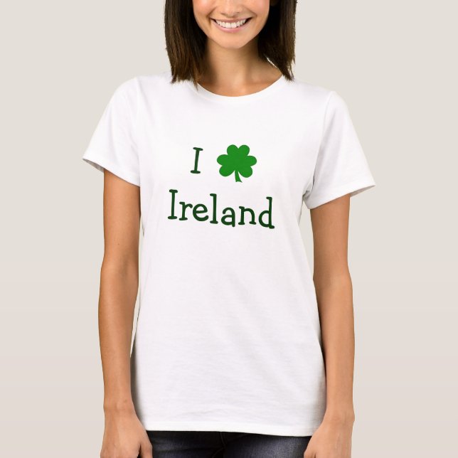 I Liebe Ireland Green Kleeblatt St Pats Day T-Shirt (Vorderseite)