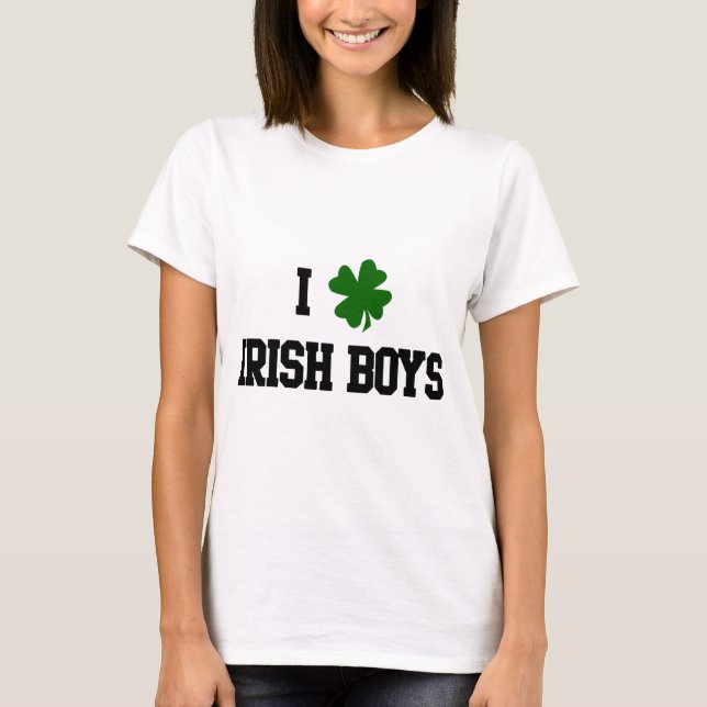 I Liebe-irische Jungen, grüner Kleeblatt-T - Shirt (Vorderseite)