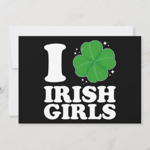 I Liebe Irish Girls Kleeblatt Herz St Patrick's Da Einladung