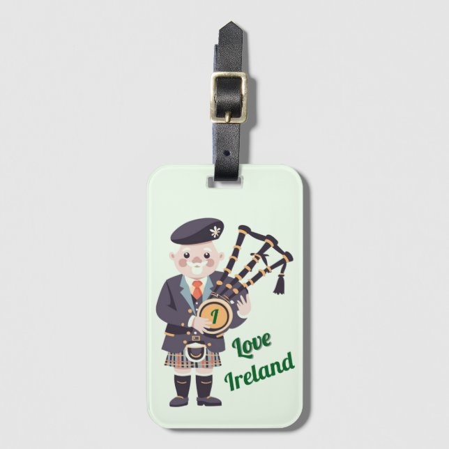 "I Liebe Irland" - Acrylspecktag Gepäckanhänger (Vorderseite Vertikal)