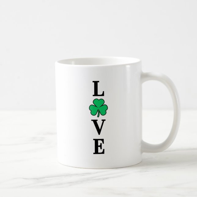 I Liebe Irland Kleeblatt Clover Leaf Simple Elegan Kaffeetasse (Rechts)