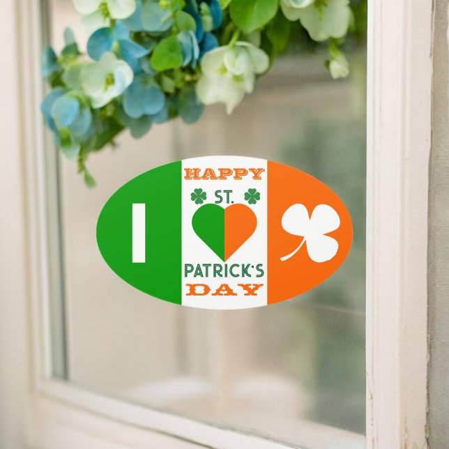 I Liebe Irland Ovaler Aufkleber (saint patricks day party theme sticker,birthday party sticker,gift pack,envelope,return gift sticker)