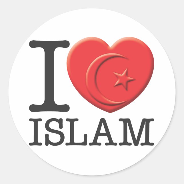 I Liebe Islam Runder Aufkleber (Vorderseite)