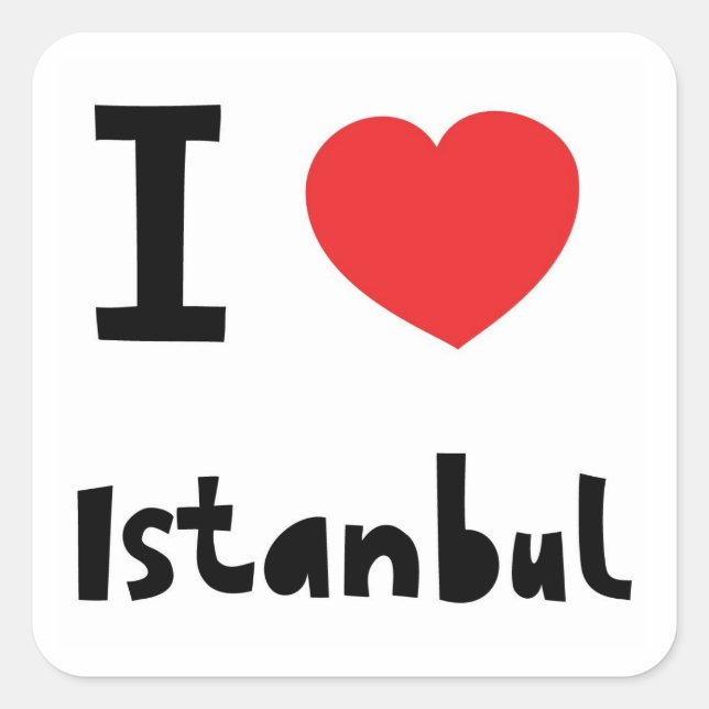 I Liebe Istanbul Quadratischer Aufkleber (Vorderseite)