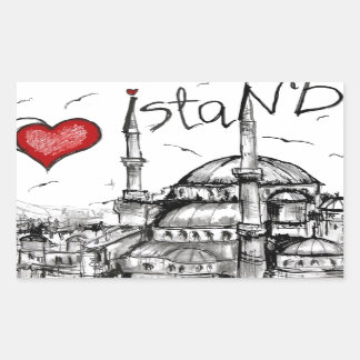 I Liebe Istanbul Rechteckiger Aufkleber
