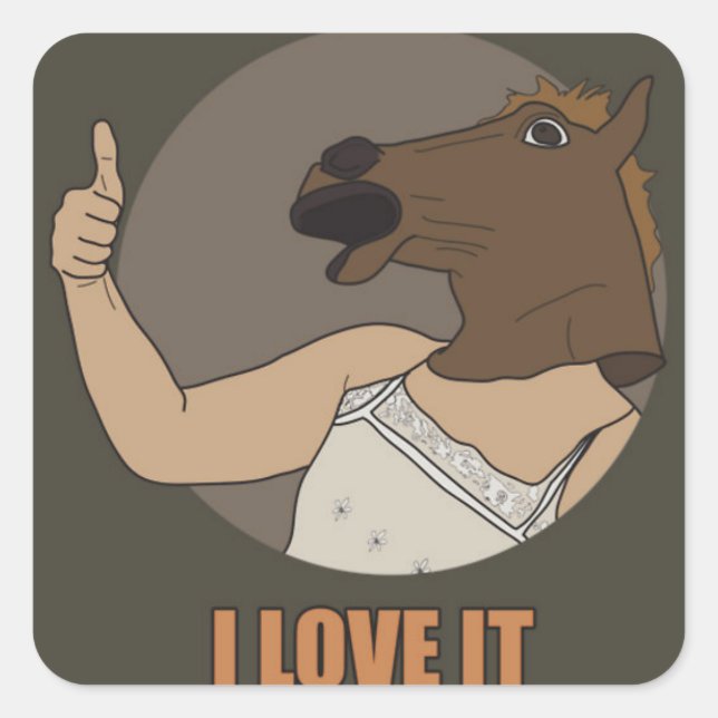 I Liebe It Horse *TomSka* Quadratischer Aufkleber (Vorderseite)