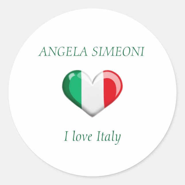 I Liebe Italien | Dein Name Runder Aufkleber (Vorderseite)