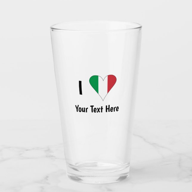 I Liebe (Italien - Flaggenmitte) Ihr Text Glas (Vorderseite)