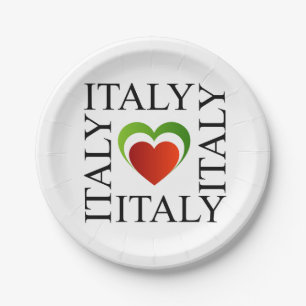 I Liebe Italien mit italienischen Flaggenfarben Pappteller
