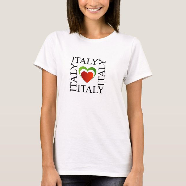 I Liebe Italien mit italienischen Flaggenfarben T-Shirt (Vorderseite)