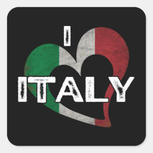 I LIEBE ITALIEN QUADRATISCHER AUFKLEBER