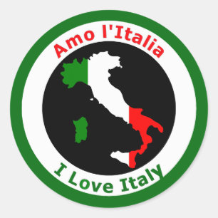 I LIEBE ITALIEN RUNDER AUFKLEBER