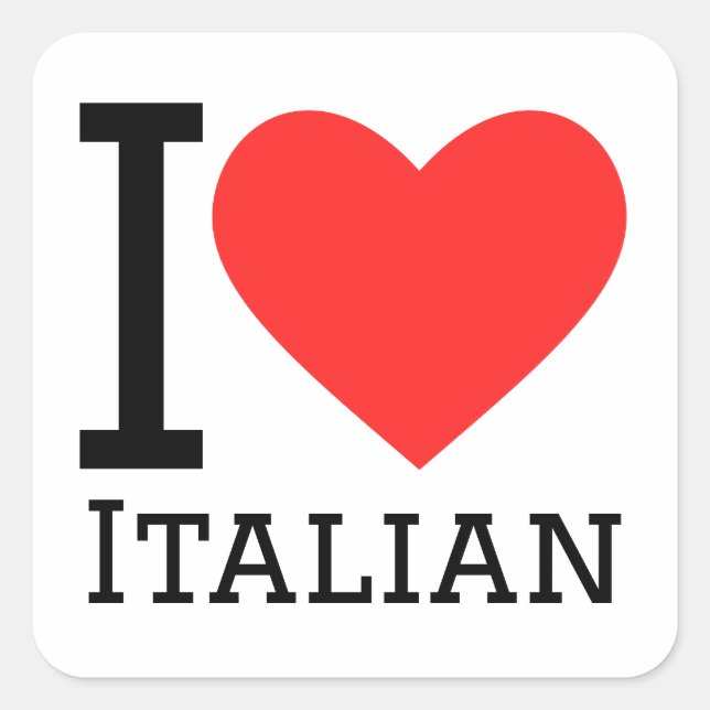 I Liebe Italienisch Quadratischer Aufkleber (Vorderseite)