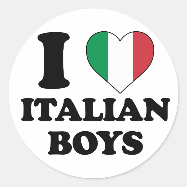 I Liebe Italienische Jungen Runder Aufkleber (Vorderseite)