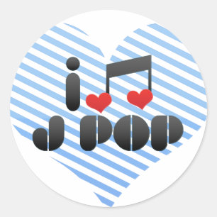 I LIEBE J POP RUNDER AUFKLEBER