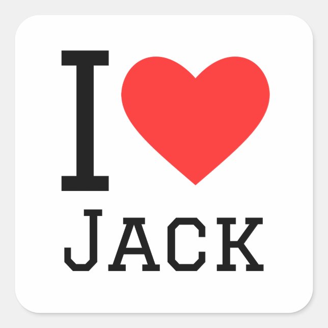 I LIEBE JACK QUADRATISCHER AUFKLEBER (Vorderseite)