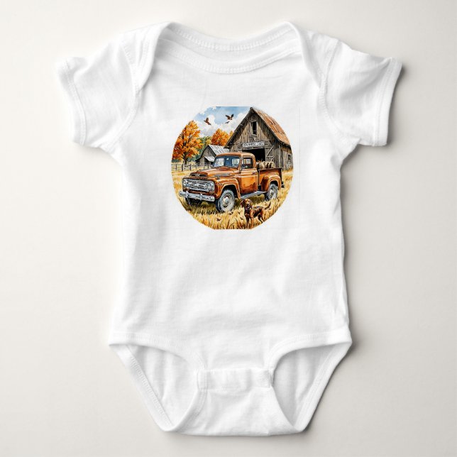 I Liebe Jagen mit Daddy, Herbstjagd, Herbst, Baby Strampler (Vorderseite)