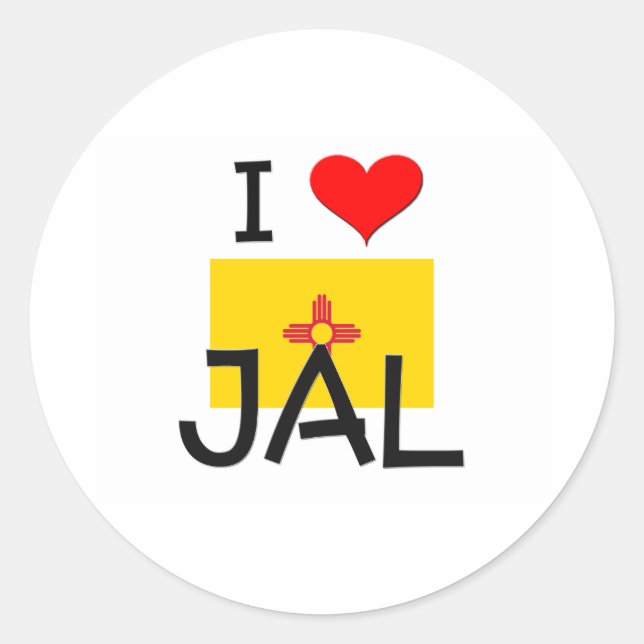 I Liebe Jal New Mexico Runder Aufkleber (Vorderseite)