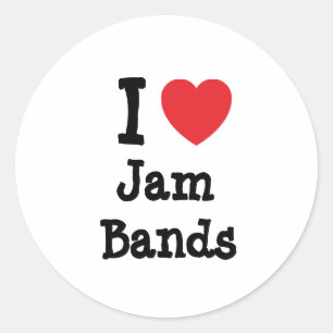 I Liebe Jam Bands Herz kundenspezifisch personalis Runder Aufkleber