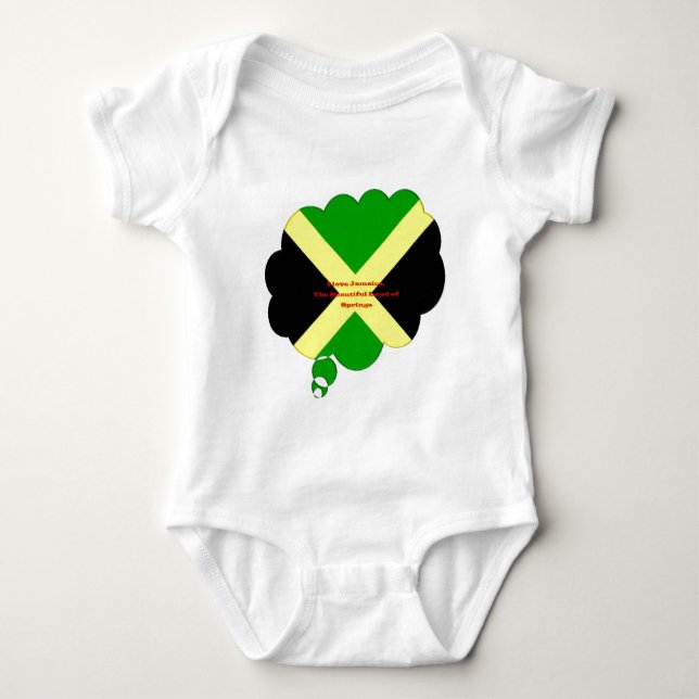 I Liebe Jamaika Text über Flaggenkunstdruck Baby Strampler (Vorderseite)