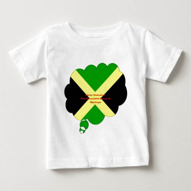 I Liebe Jamaika Text über Flaggenkunstdruck Baby T-shirt (Vorderseite)