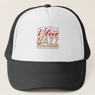 I Liebe Jazz Musiker Fan Saxophon Truckerkappe
