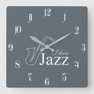 I Liebe Jazz Quadratische Wanduhr