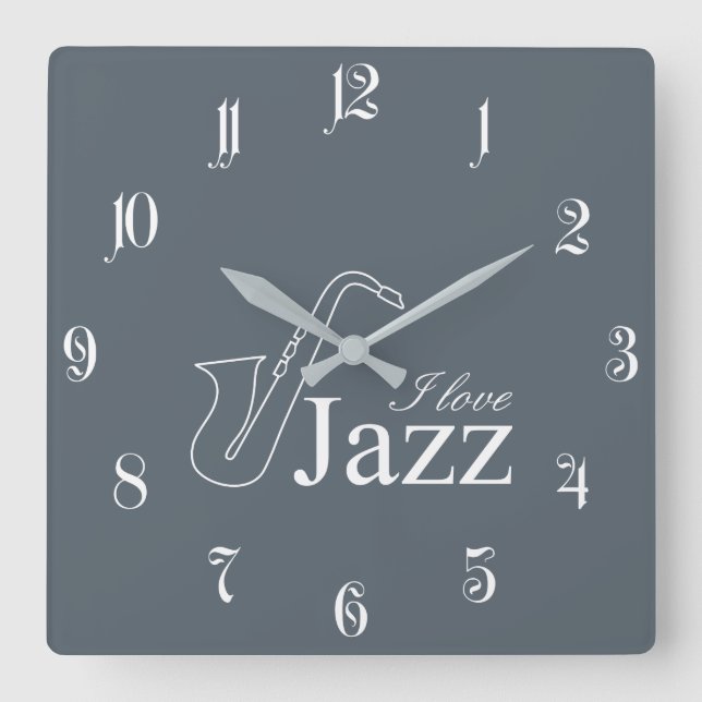 I Liebe Jazz Quadratische Wanduhr (Vorderseite)