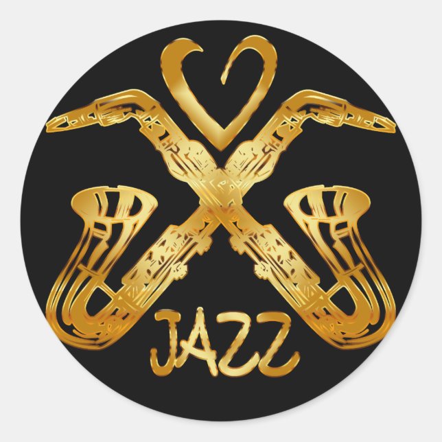 I LIEBE JAZZ RUNDER AUFKLEBER (Vorderseite)