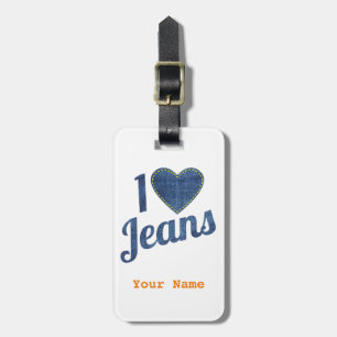 I Liebe Jeans Vintages Modedesign mit Nahhörer Gepäckanhänger