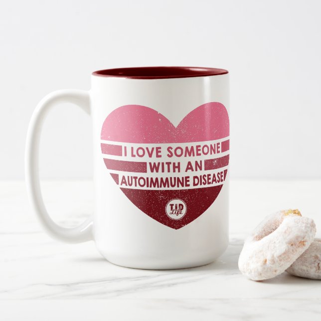 I Liebe Jemand [Autoimmune] Zweifarbige Tasse (Mit Donut)