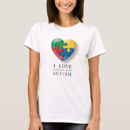 I Liebe Jemand mit Autismus - Puzzle Herzsymbol T-Shirt