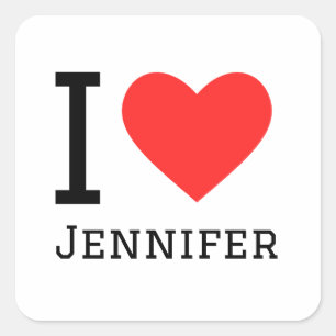 I Liebe Jennifer Quadratischer Aufkleber