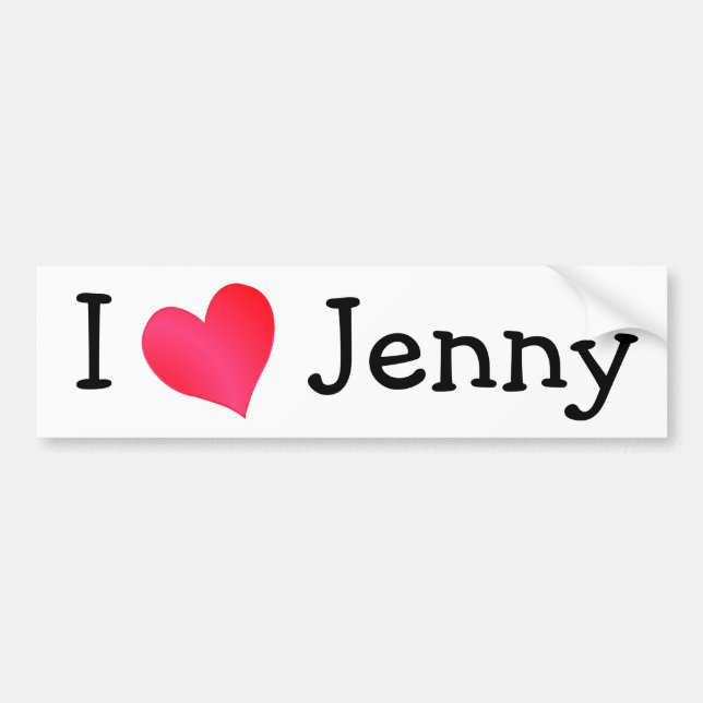 I Liebe Jenny Autoaufkleber (Vorne)