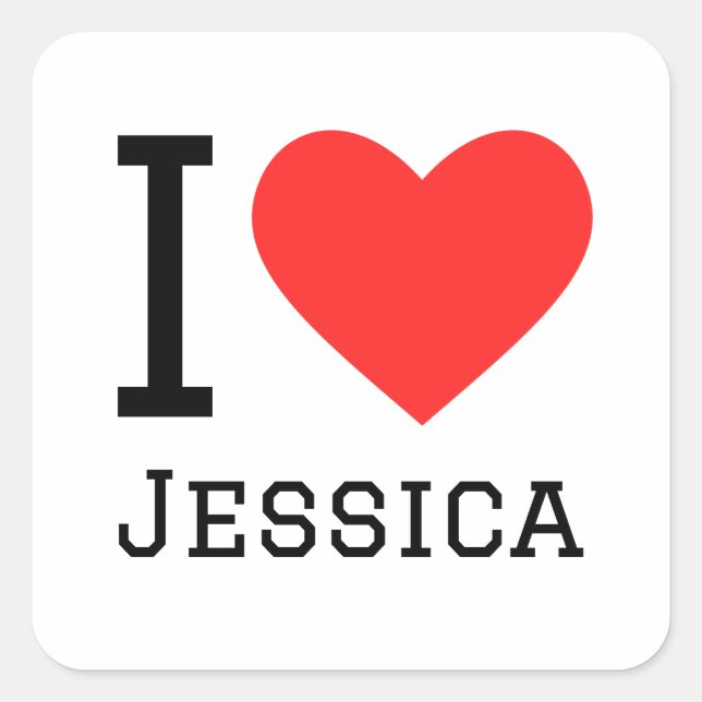 I Liebe jessica Quadratischer Aufkleber (Vorderseite)