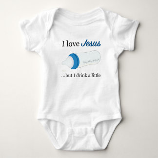 I Liebe Jesus, aber ich trinken ein wenig. (Blau) Baby Strampler